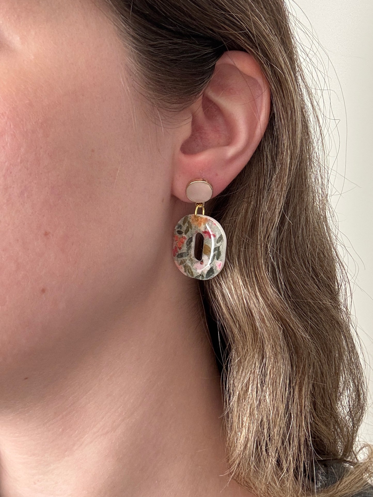 Green Flower Patterned Dangles