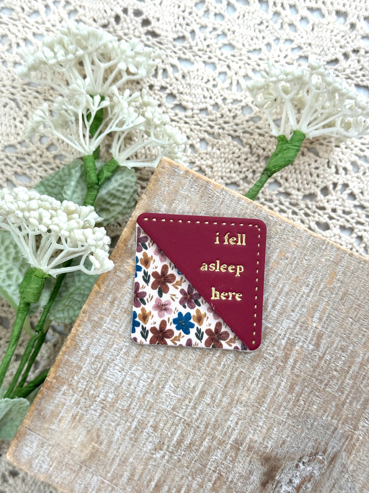 Dark Floral Corner Bookmark