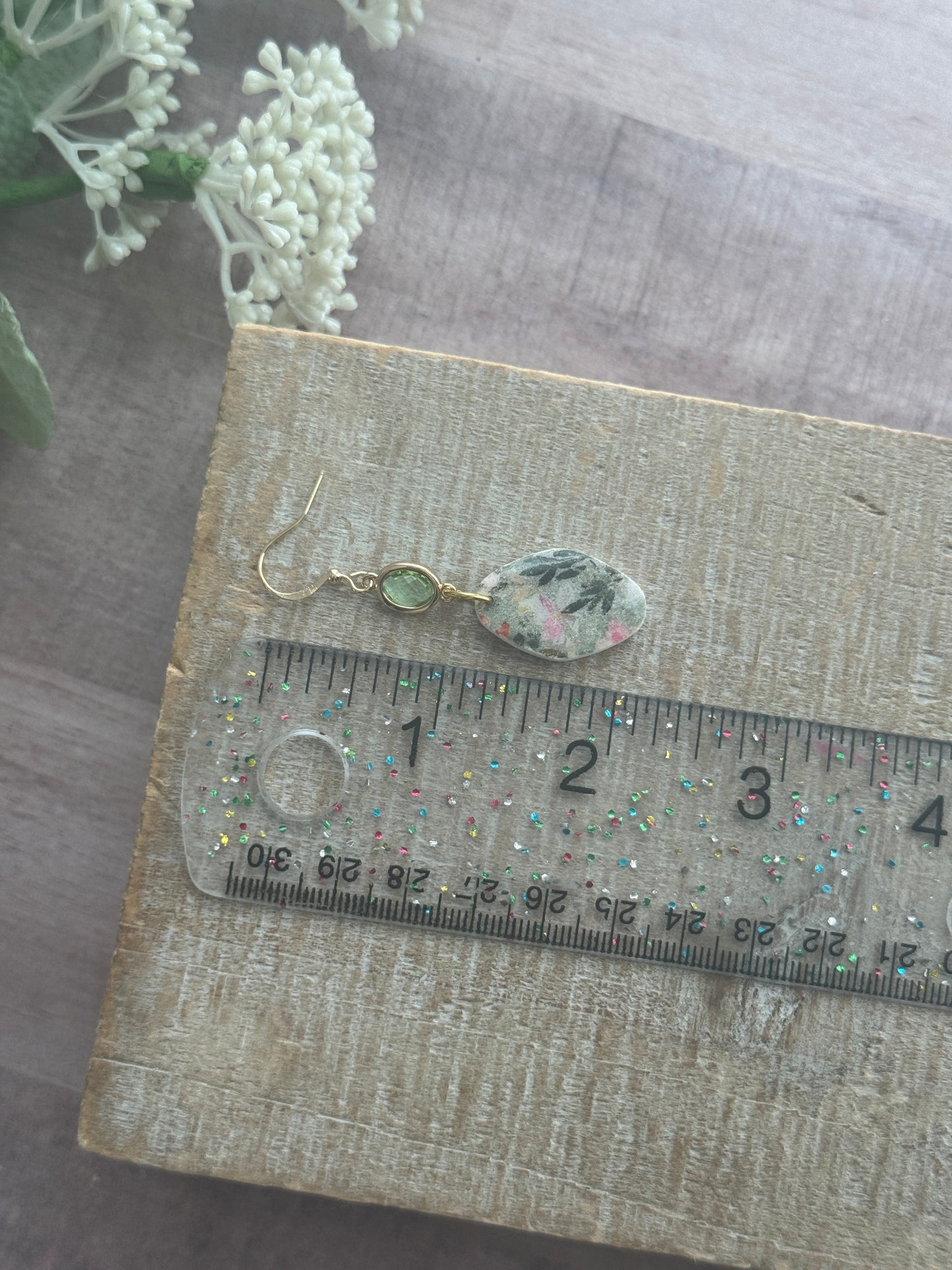 Green Flower Patterned Dangles