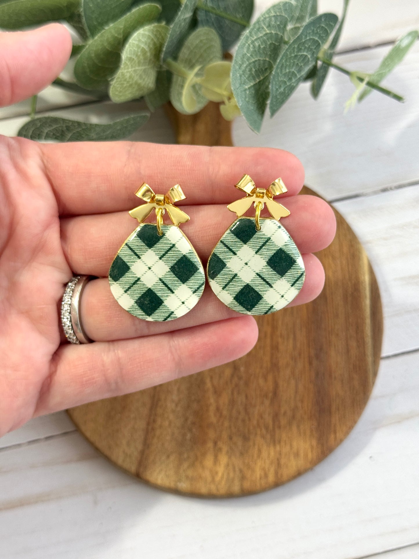 Green Plaid Dangles