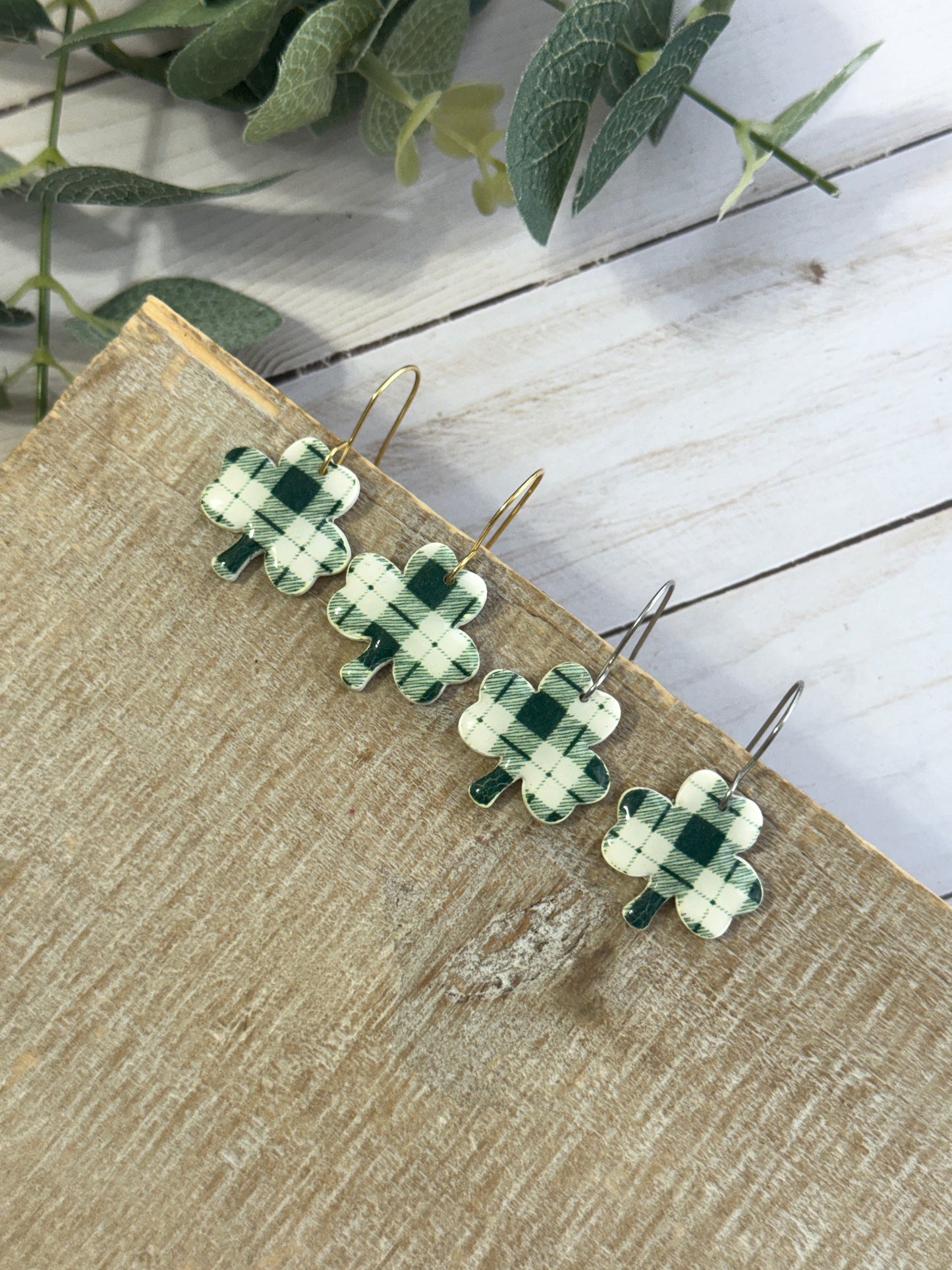 Plaid Shamrock Dangles