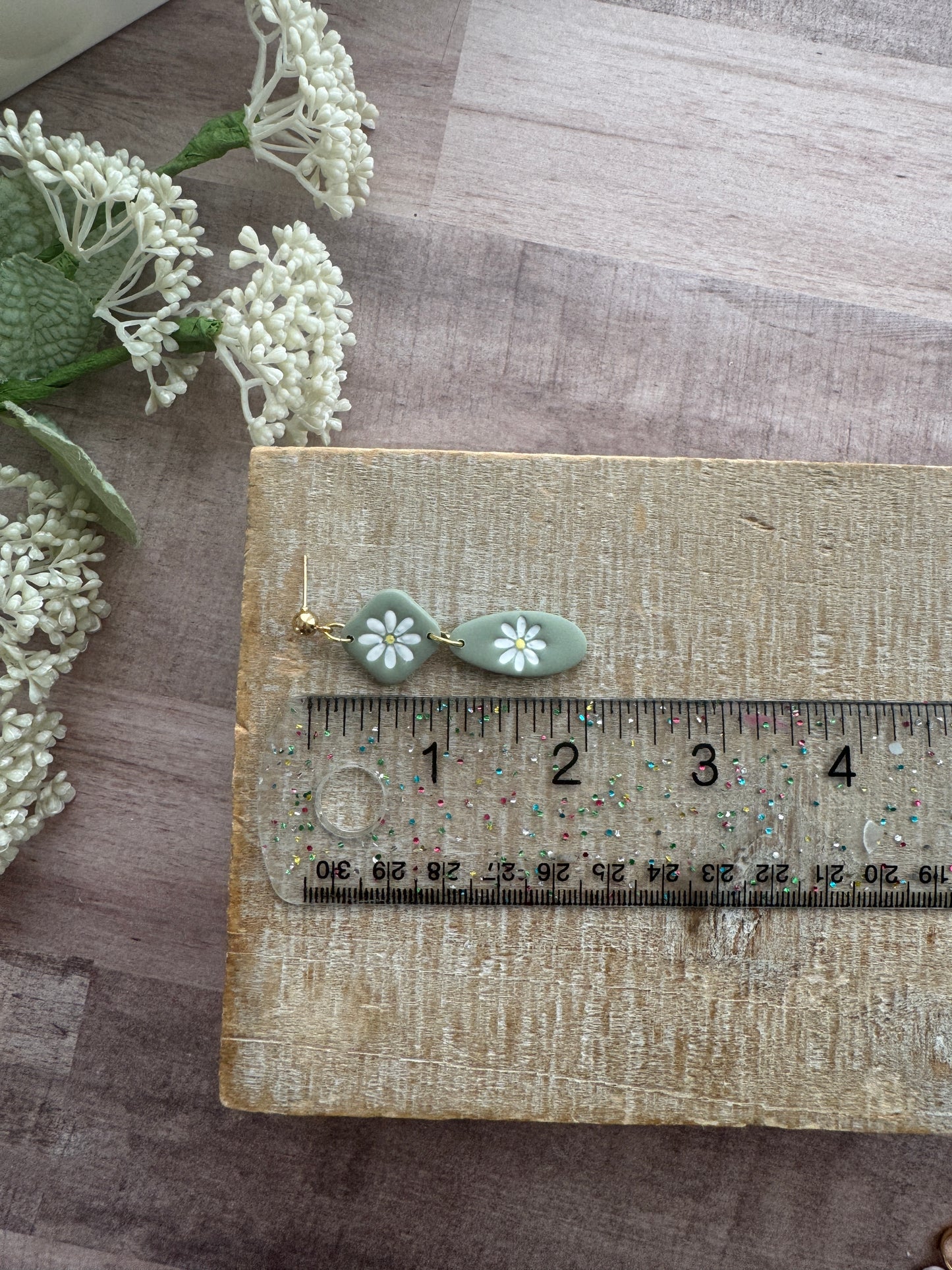 Green Daisy Dangles