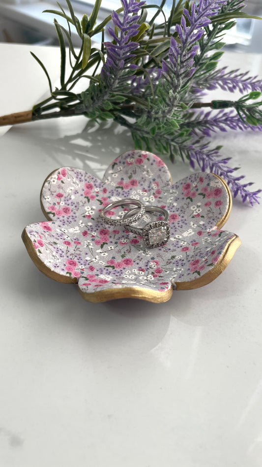 Purple Floral Jewelry Dish