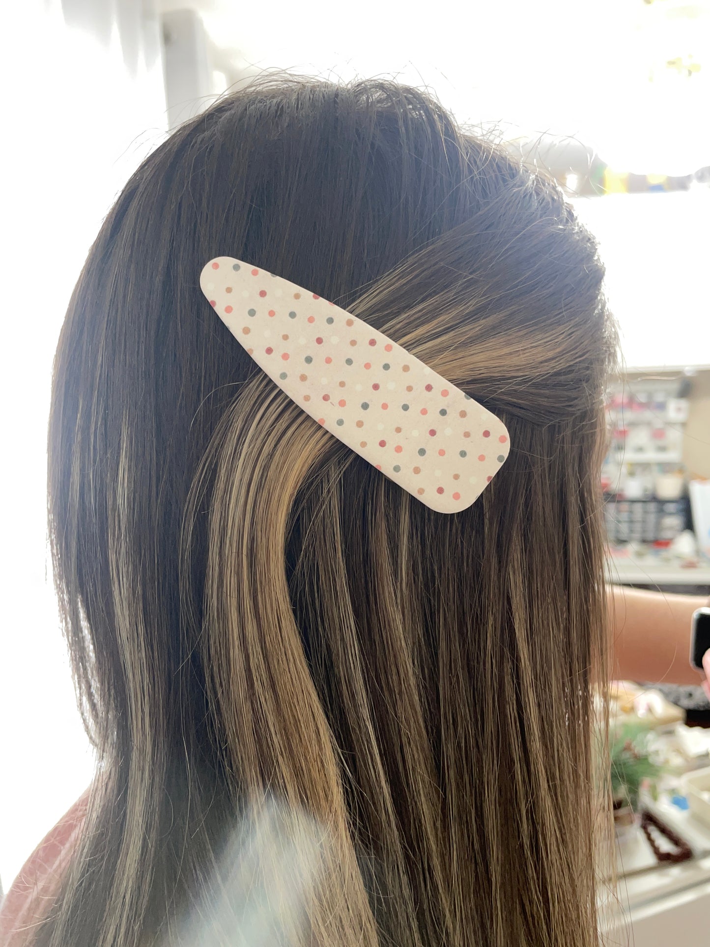Polka Dot Hair Clip and Stud Combo