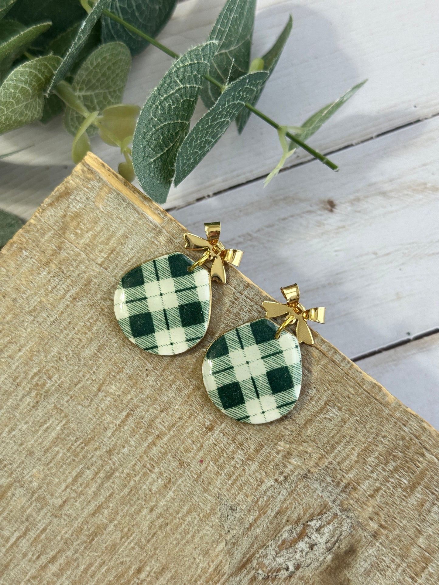 Green Plaid Dangles