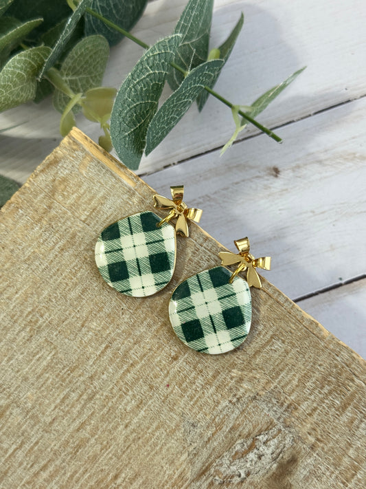 Green Plaid Dangles