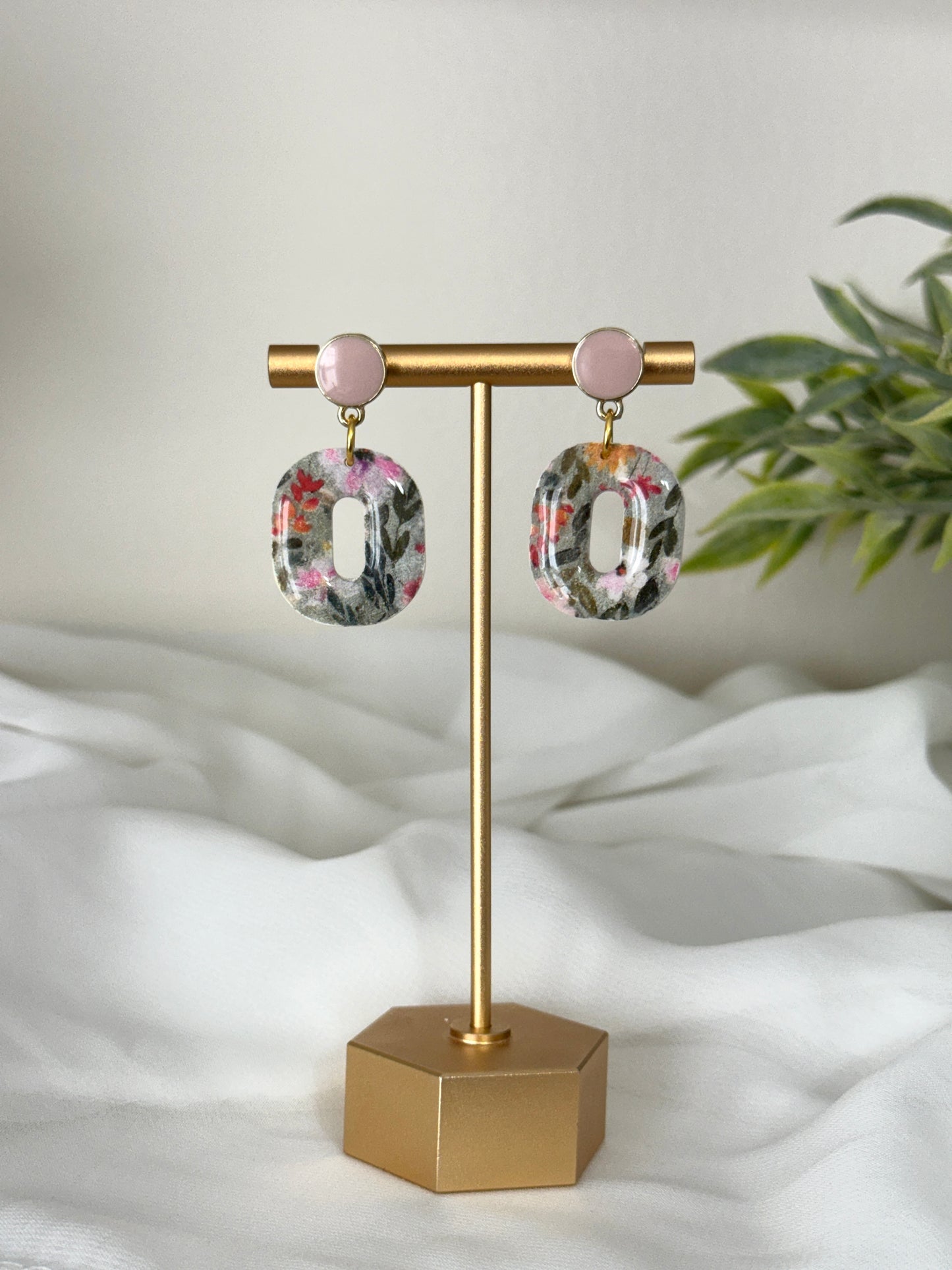 Green Flower Patterned Dangles