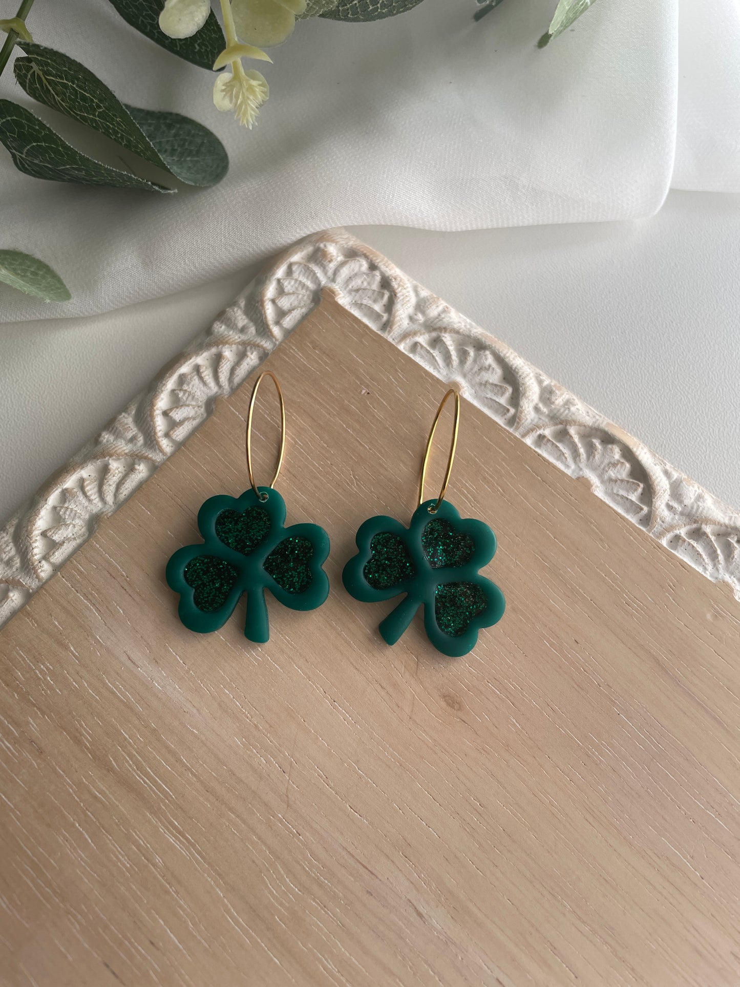 Glitter Shamrock Hoops - Wholesale