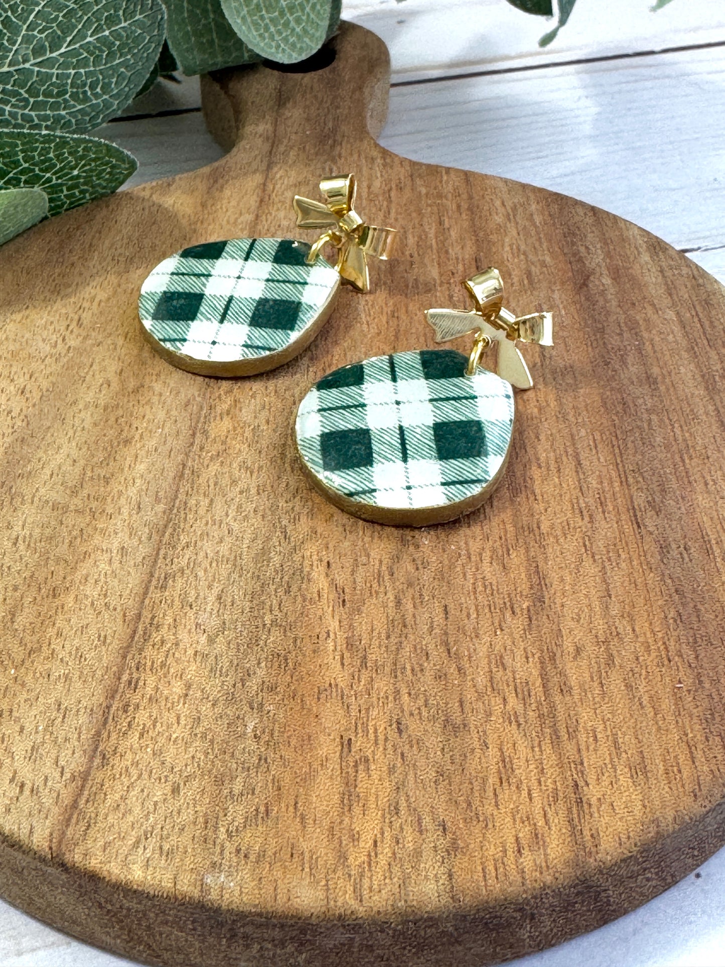 Green Plaid Dangles