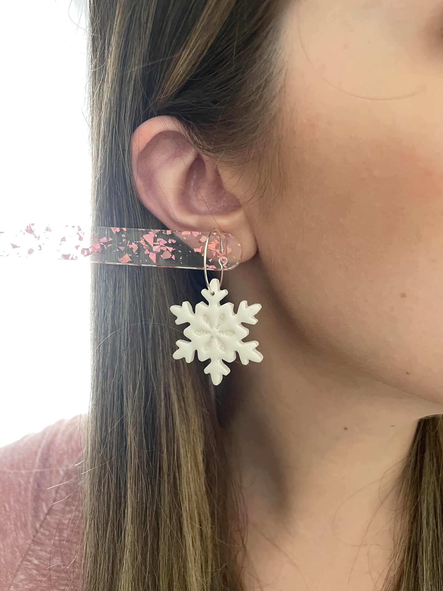 Glitter Snowflake Hoops - Wholesale