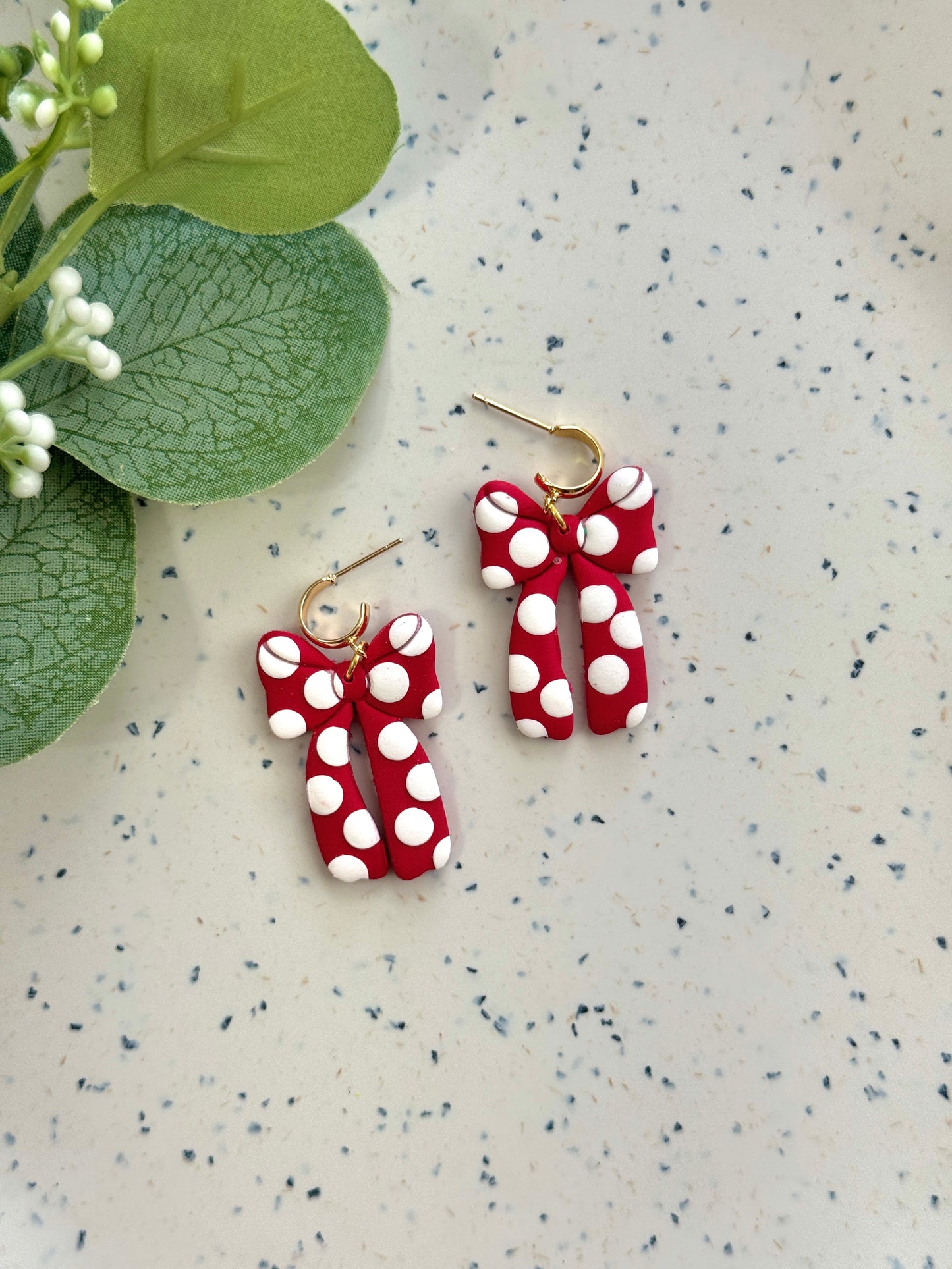 Polka Dot Bow Dangles