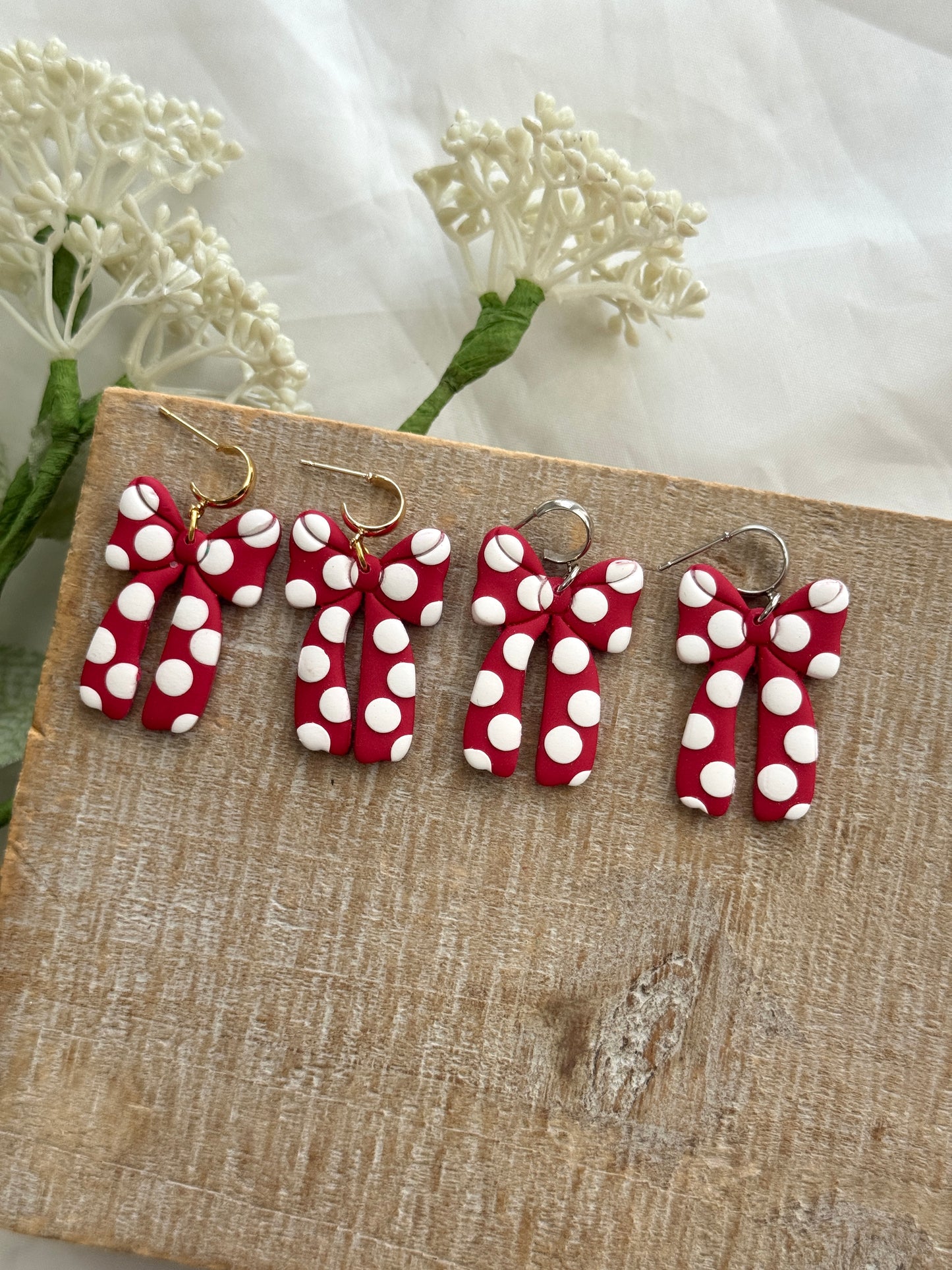 Polka Dot Bow Dangles