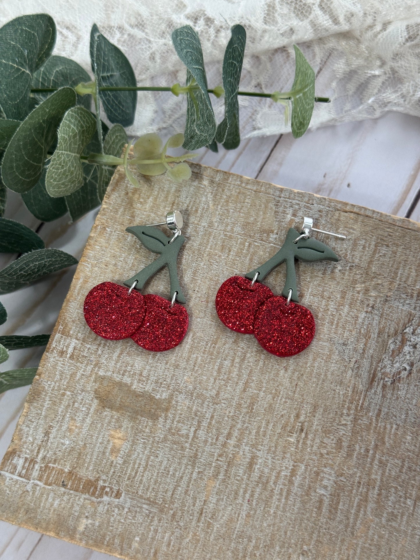 Glitter Cherry Dangles