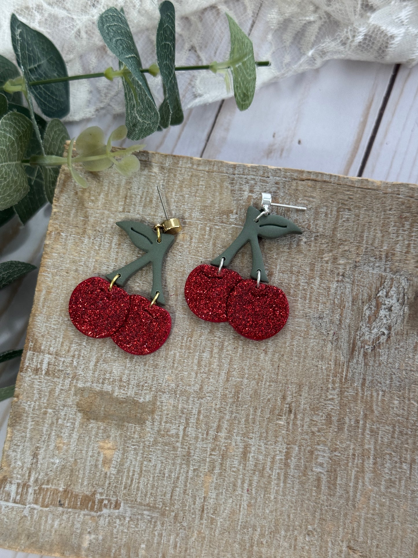 Glitter Cherry Dangles
