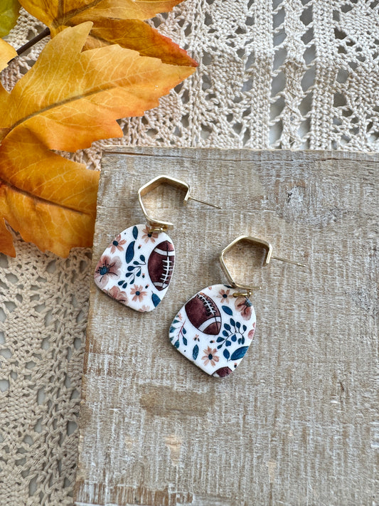 Flower and Football Patterned Dangles