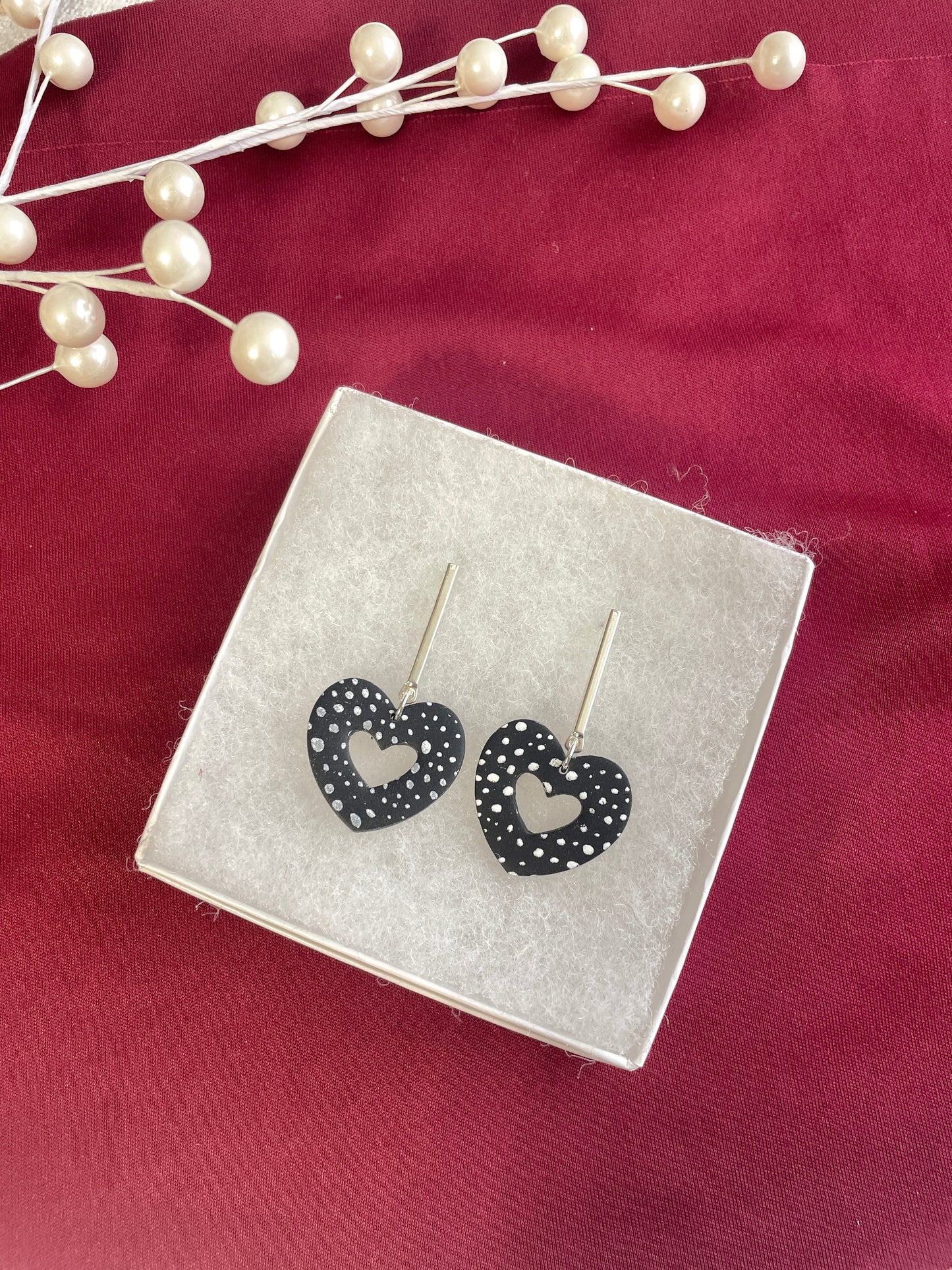 Polka Dot Heart Dangles