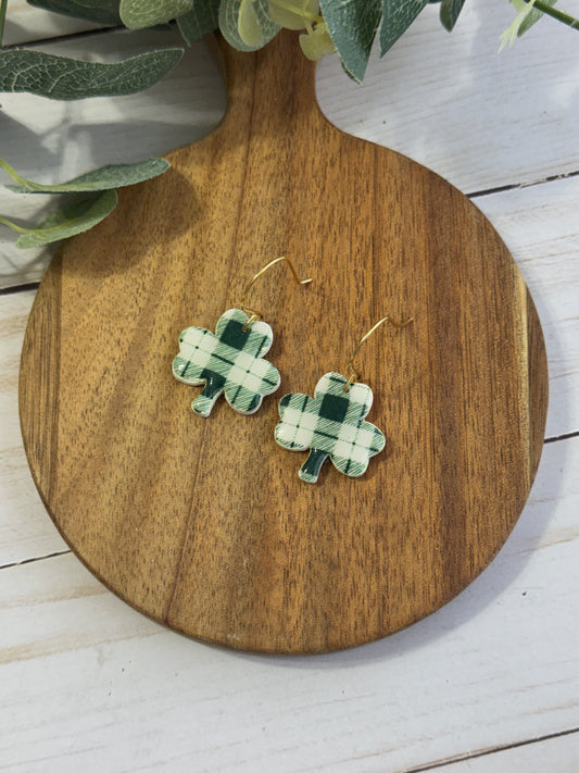 Plaid Shamrock Dangles