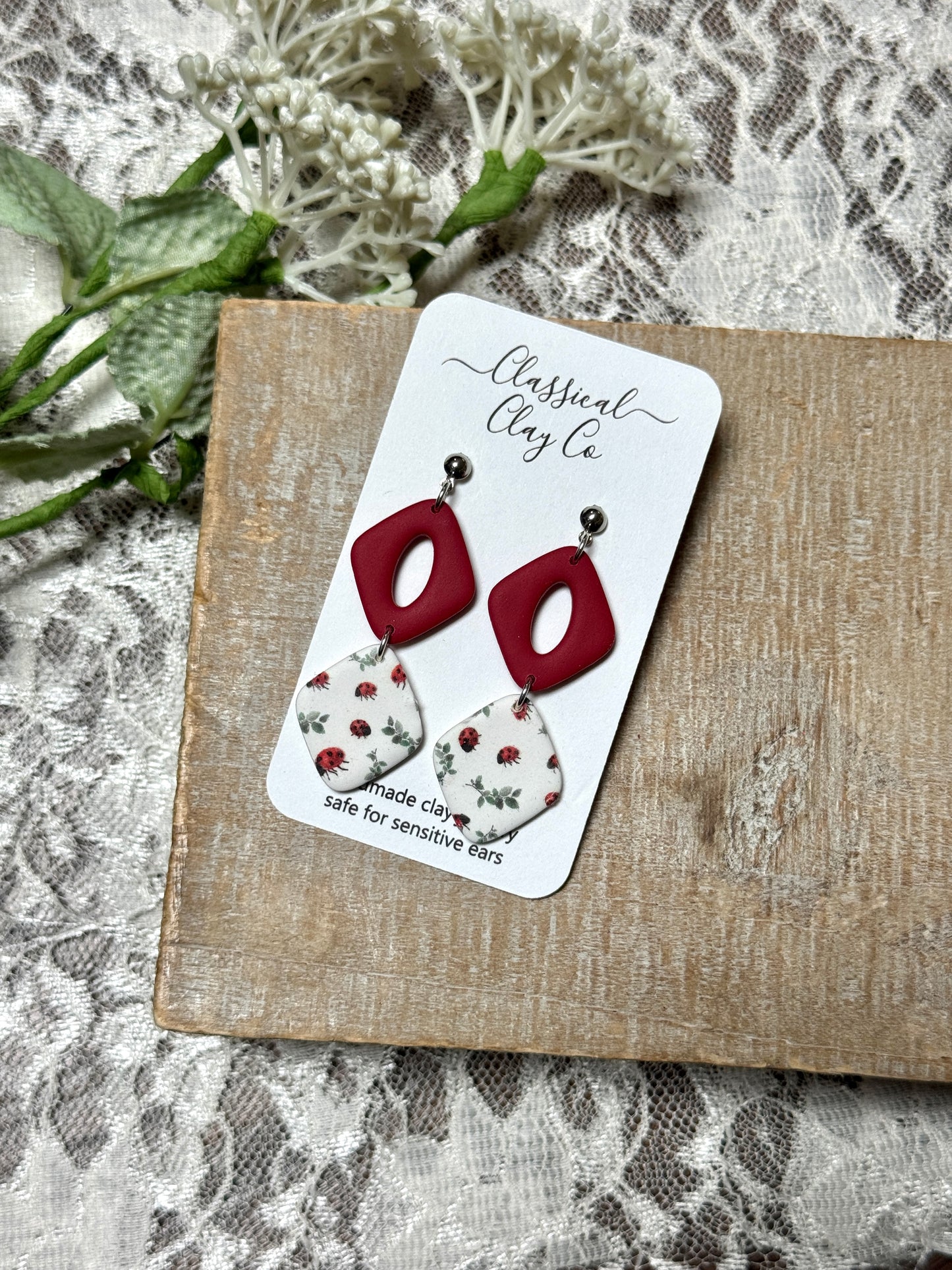 Ladybug Printed Dangles