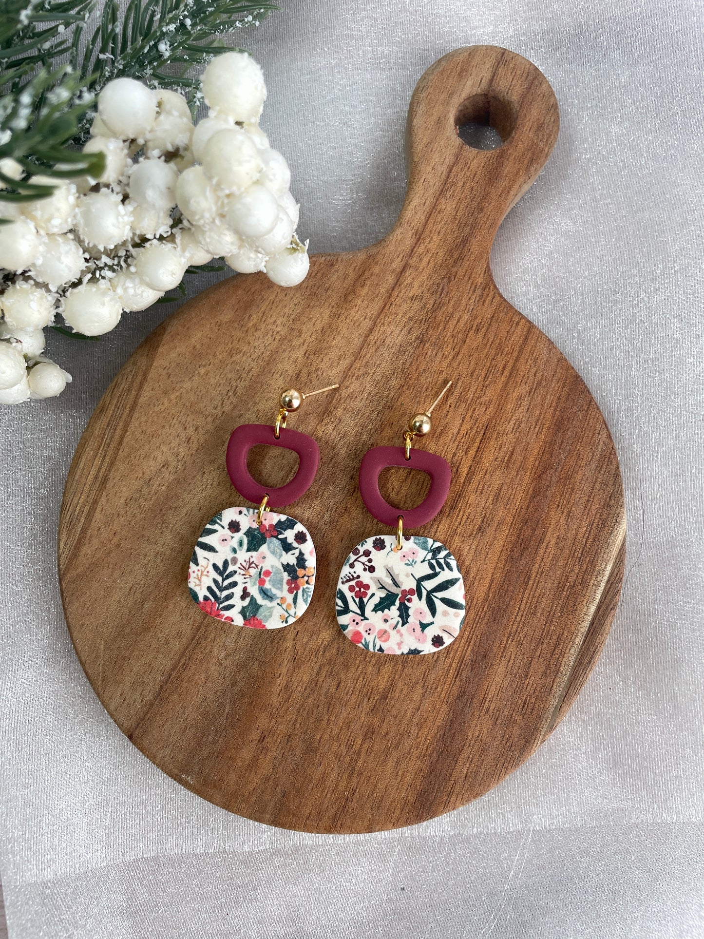 Poinsettia Patterned Dangles