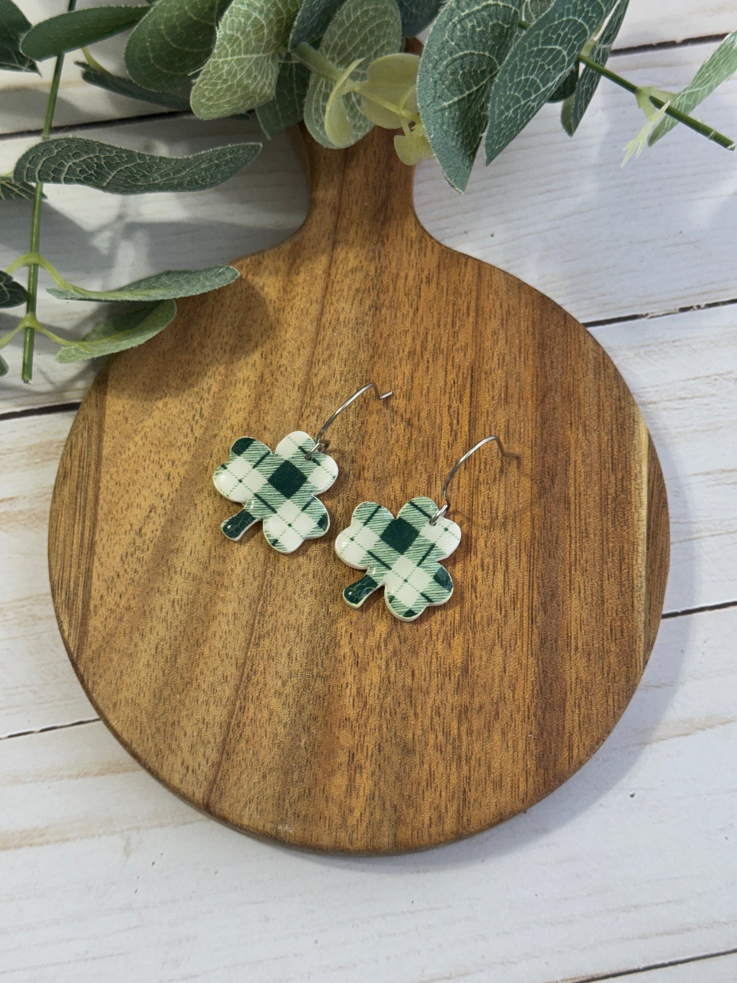 Plaid Shamrock Dangles