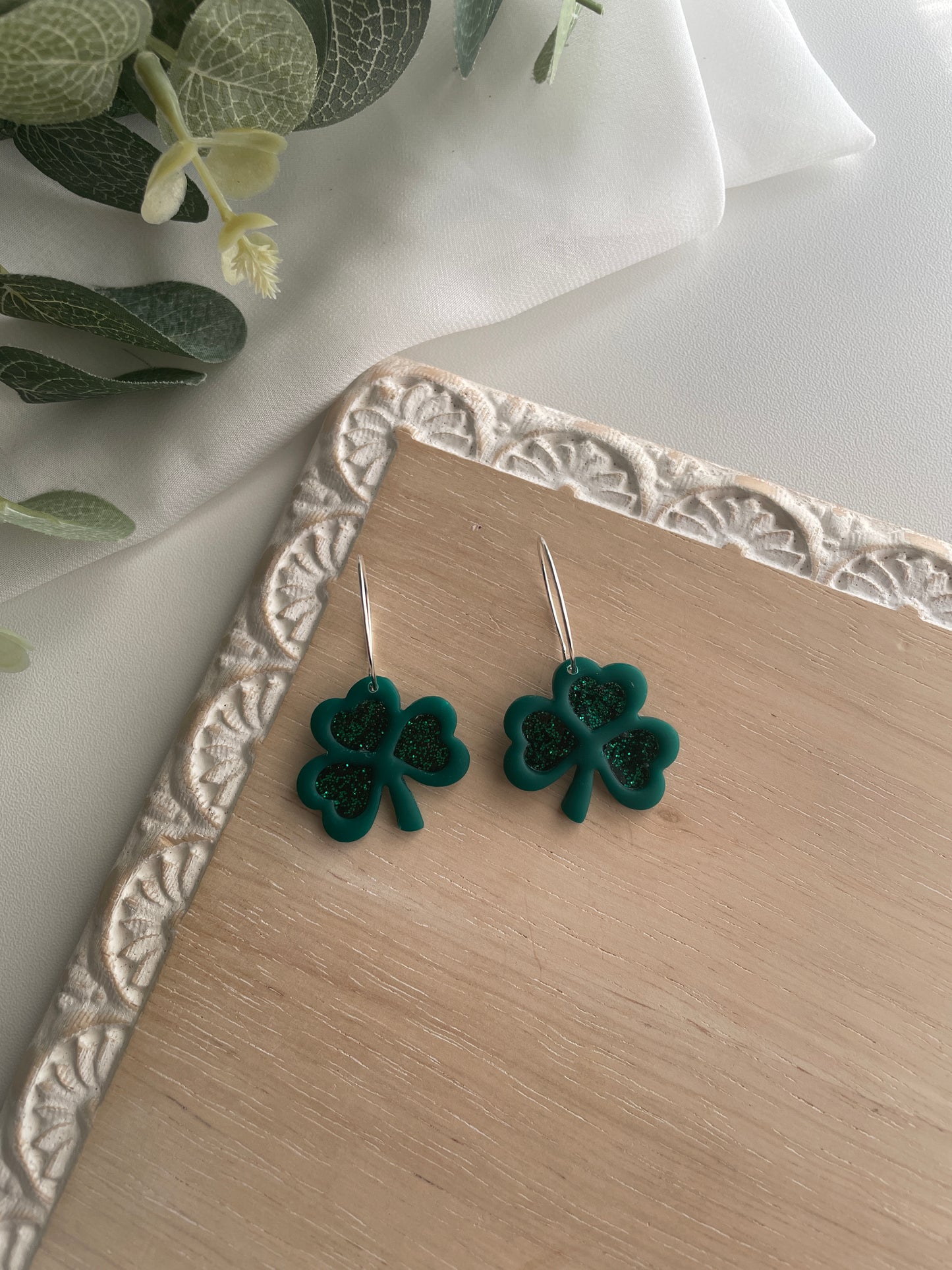 Glitter Shamrock Hoops - Wholesale