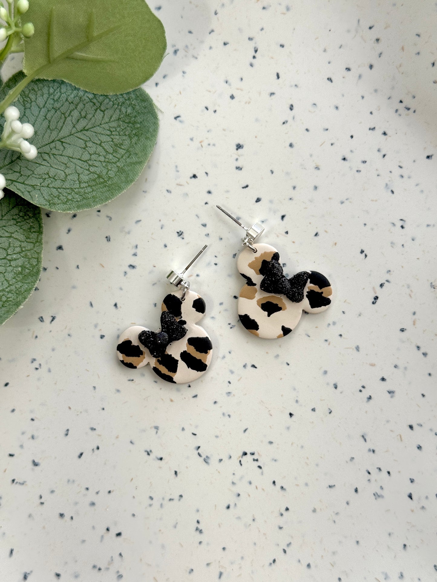 Leopard Print Mouse Dangles