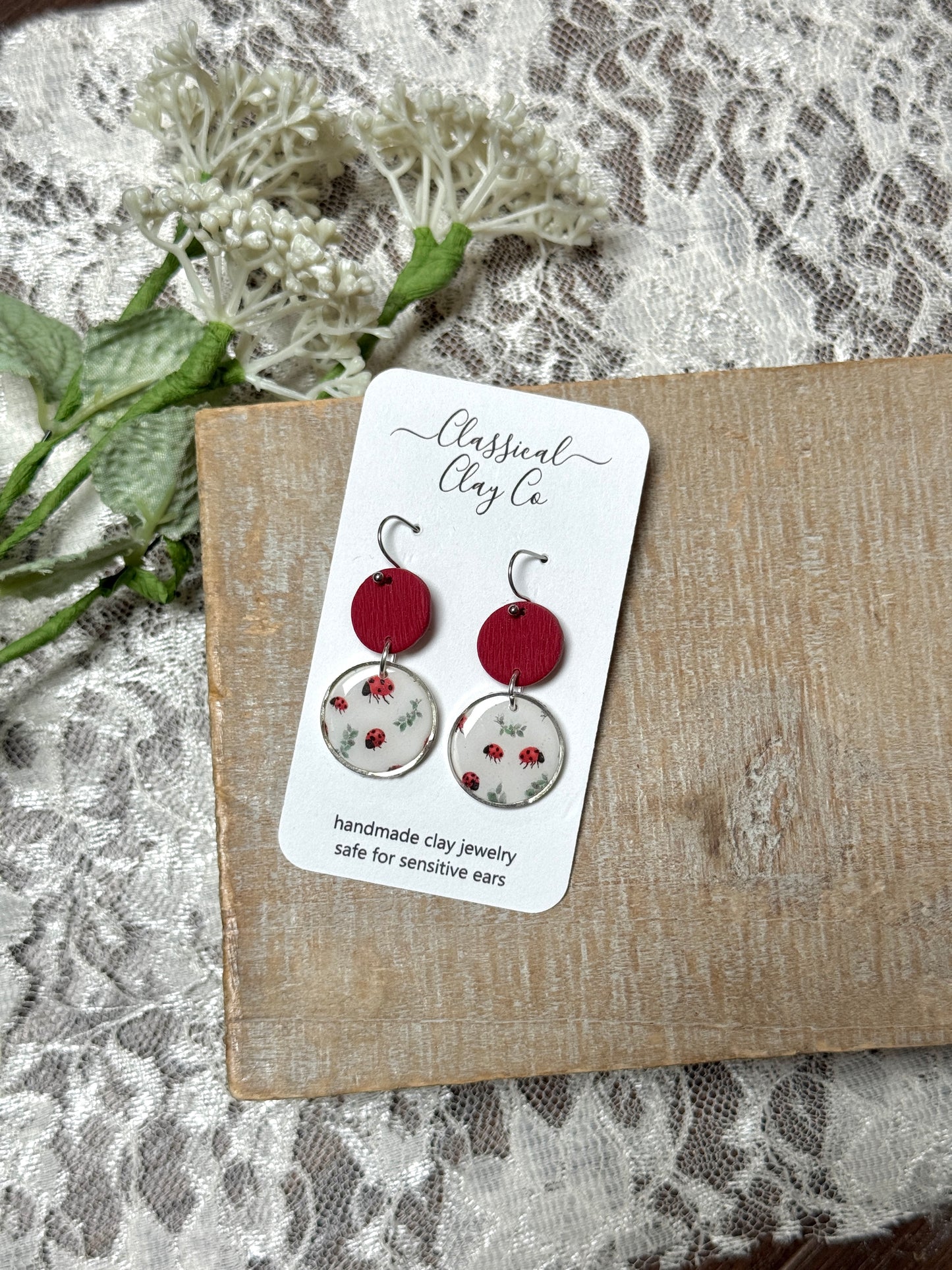 Ladybug Printed Dangles