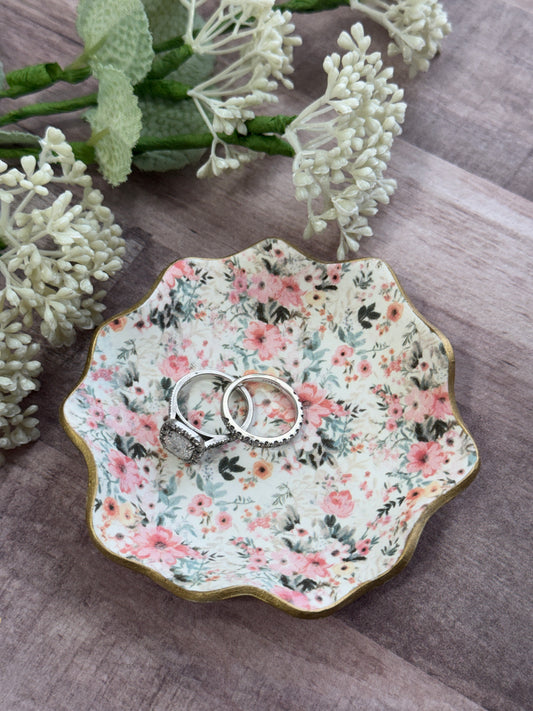 Pink Floral Jewelry Dish