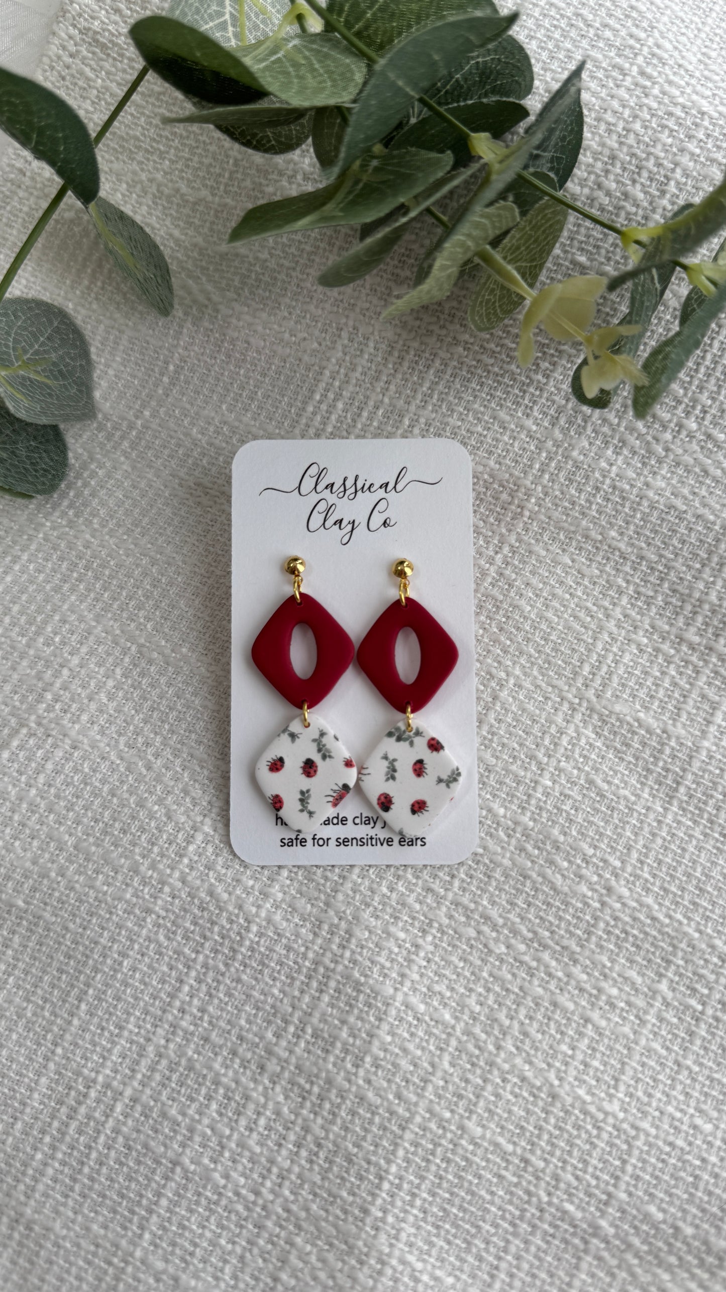 Ladybug Printed Dangles
