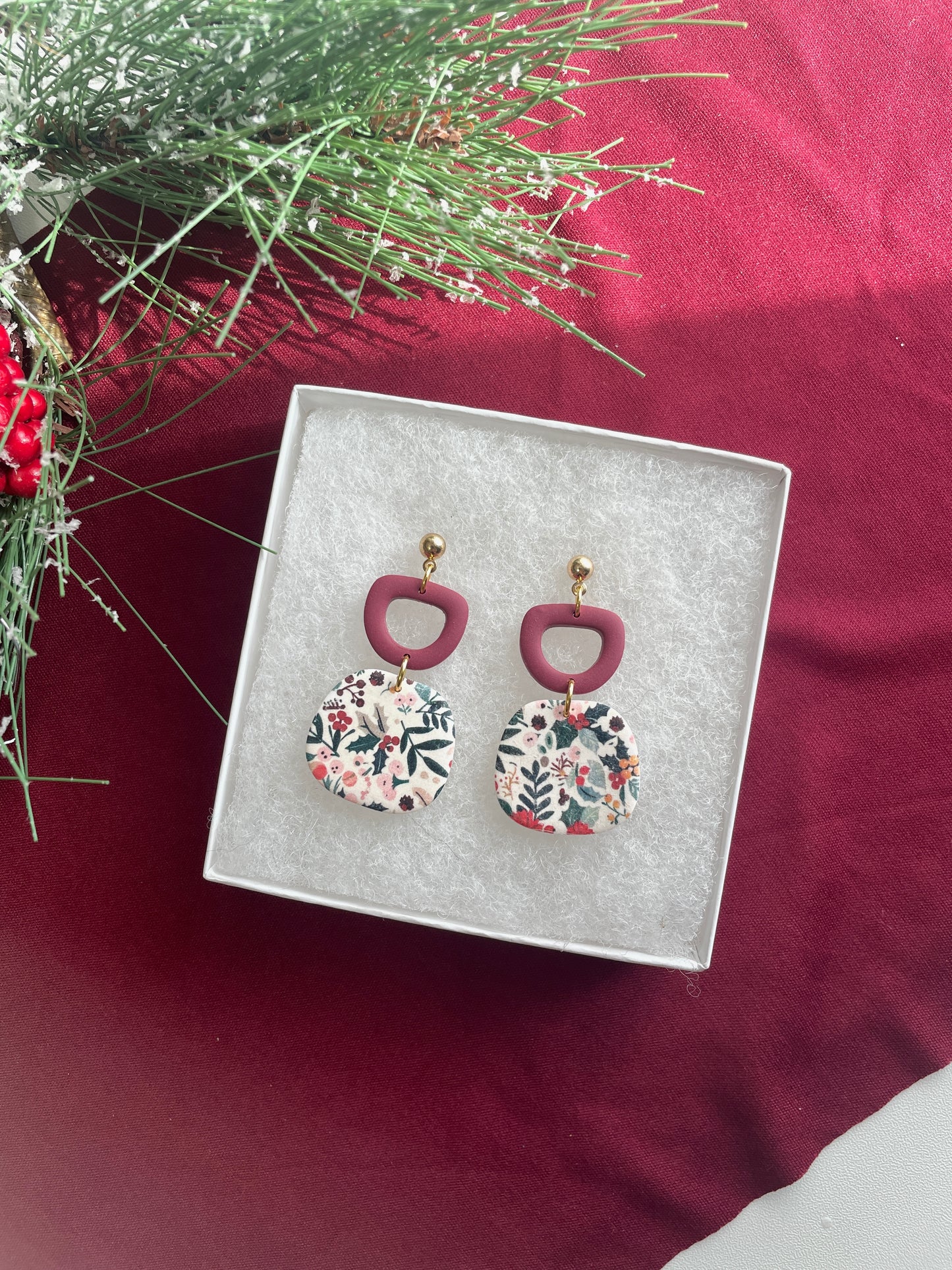 Poinsettia Patterned Dangles