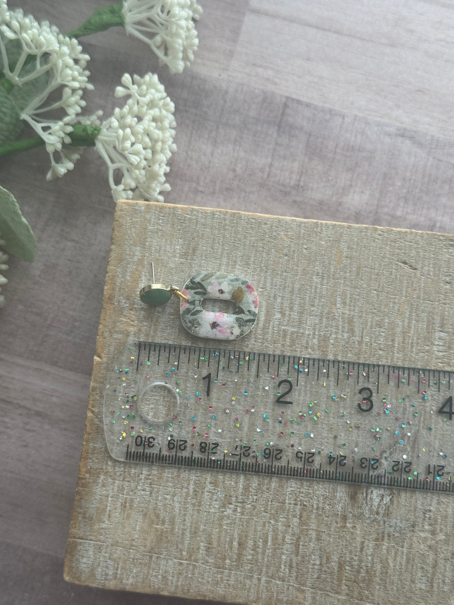Green Flower Patterned Dangles