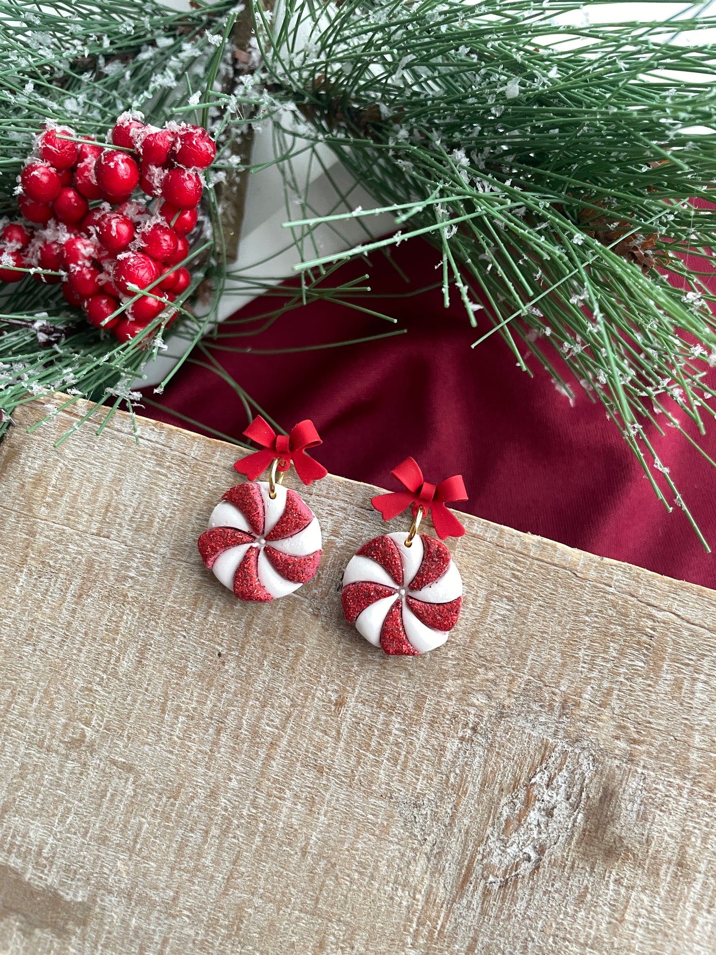 Peppermint Bow Dangles