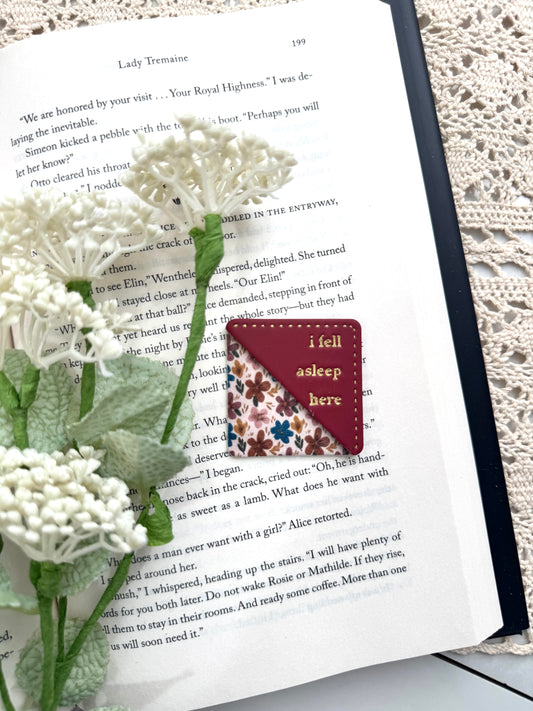 Dark Floral Corner Bookmark