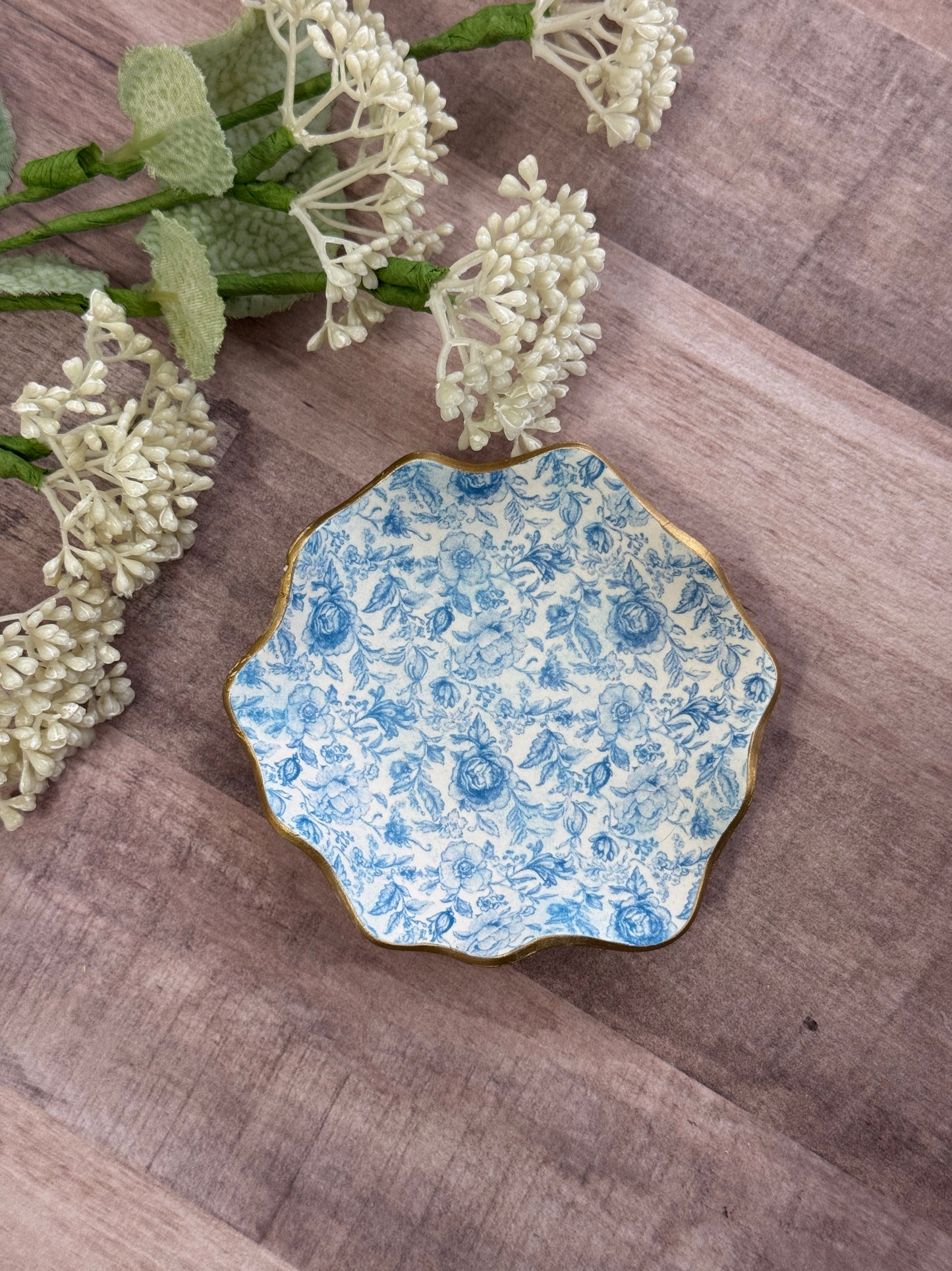 Blue Toile Jewelry Dish