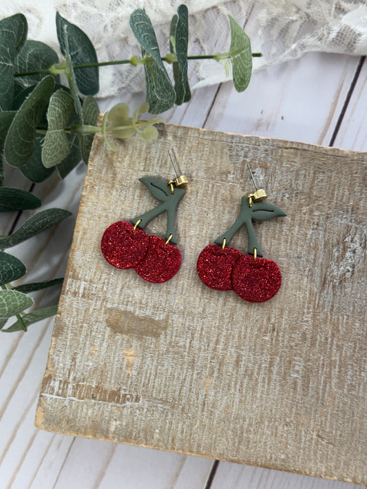 Glitter Cherry Dangles