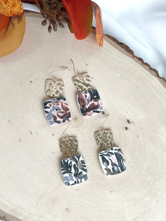 Leaf and Flower Printed Dangles