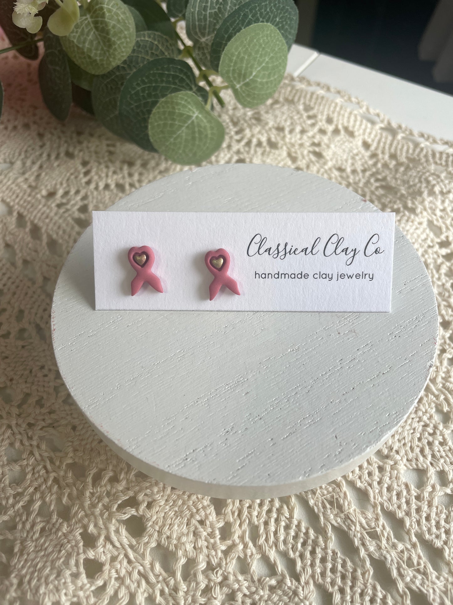 Breast Cancer Ribbon Studs