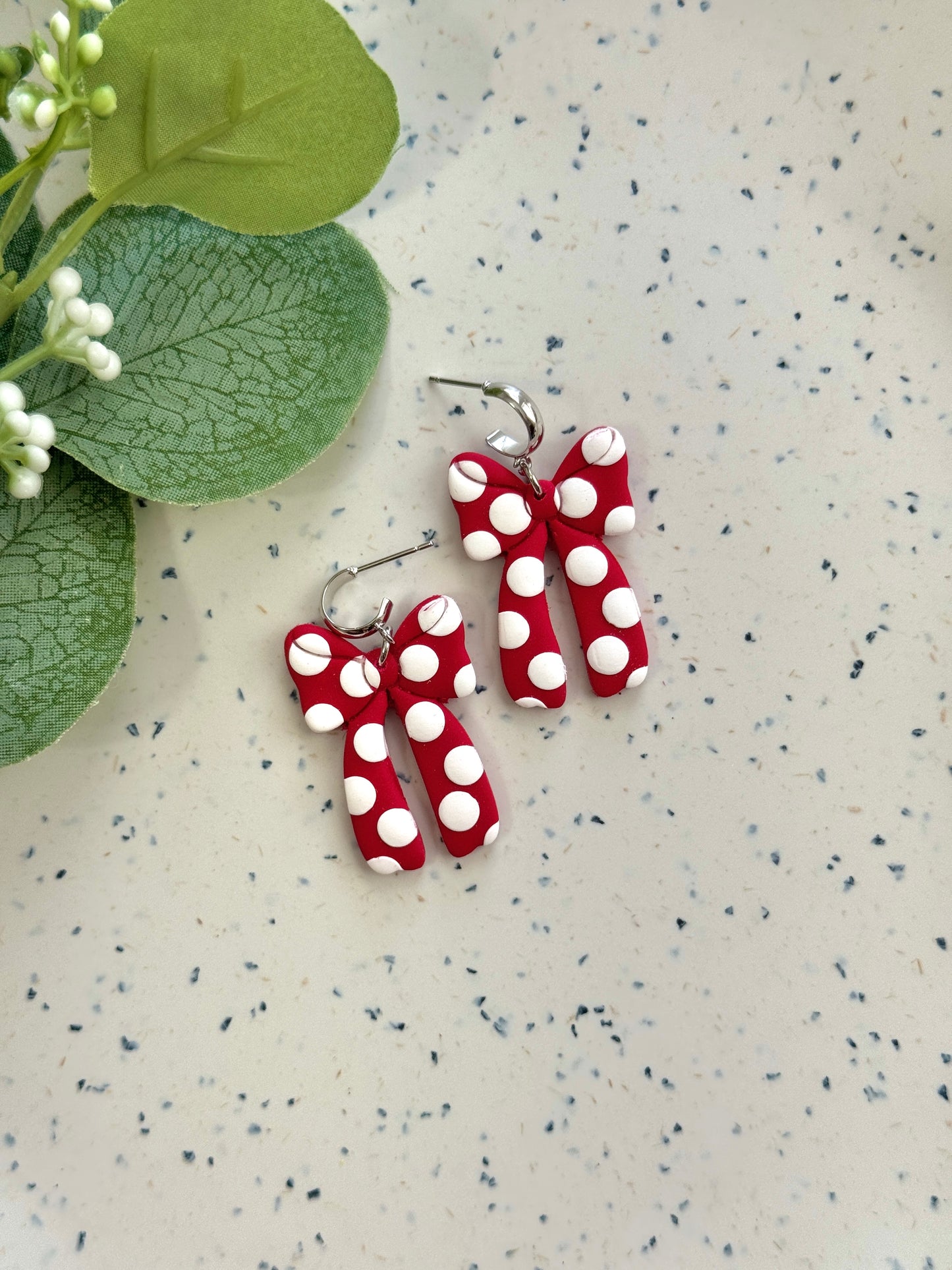 Polka Dot Bow Dangles