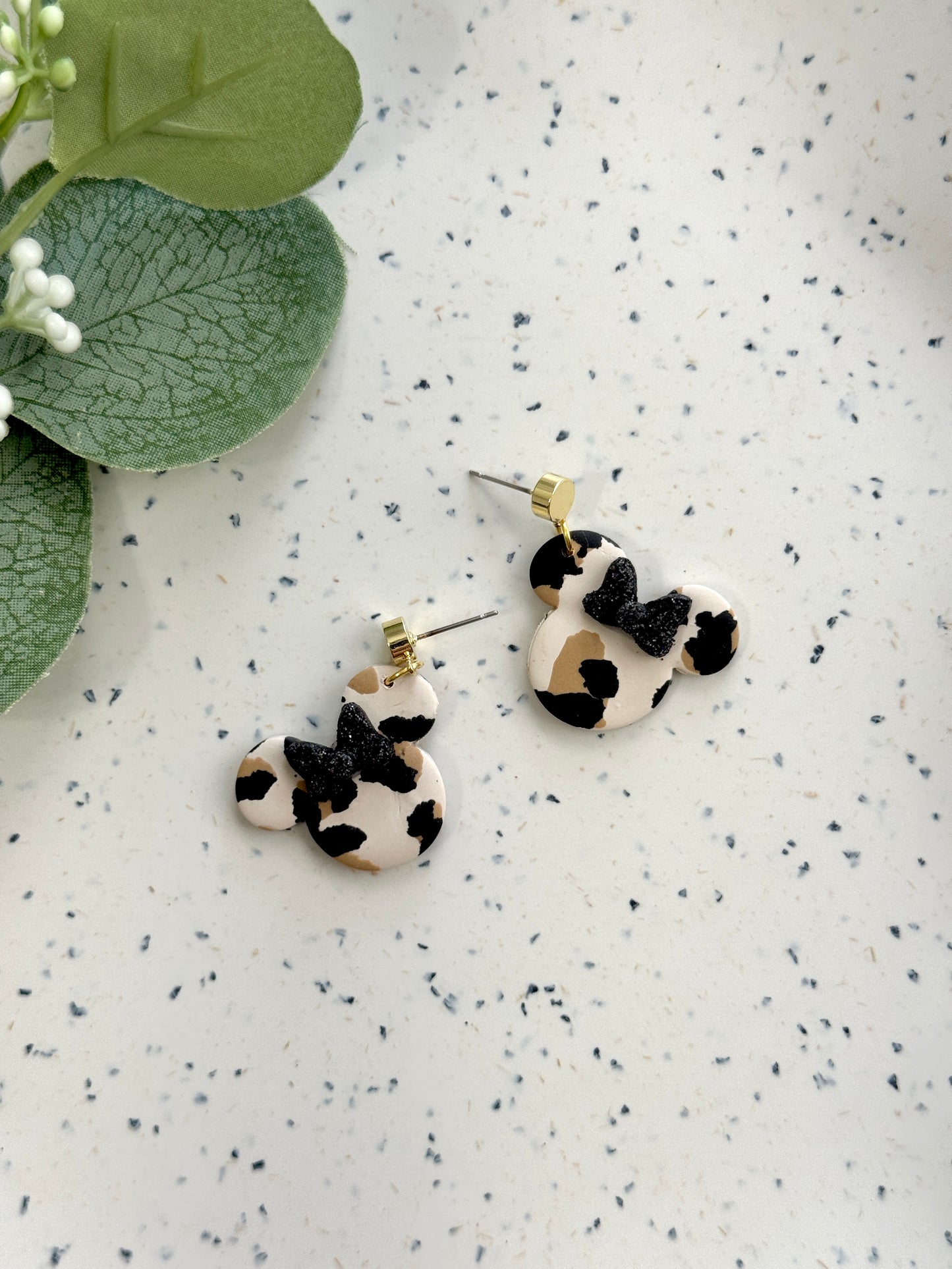 Leopard Print Mouse Dangles