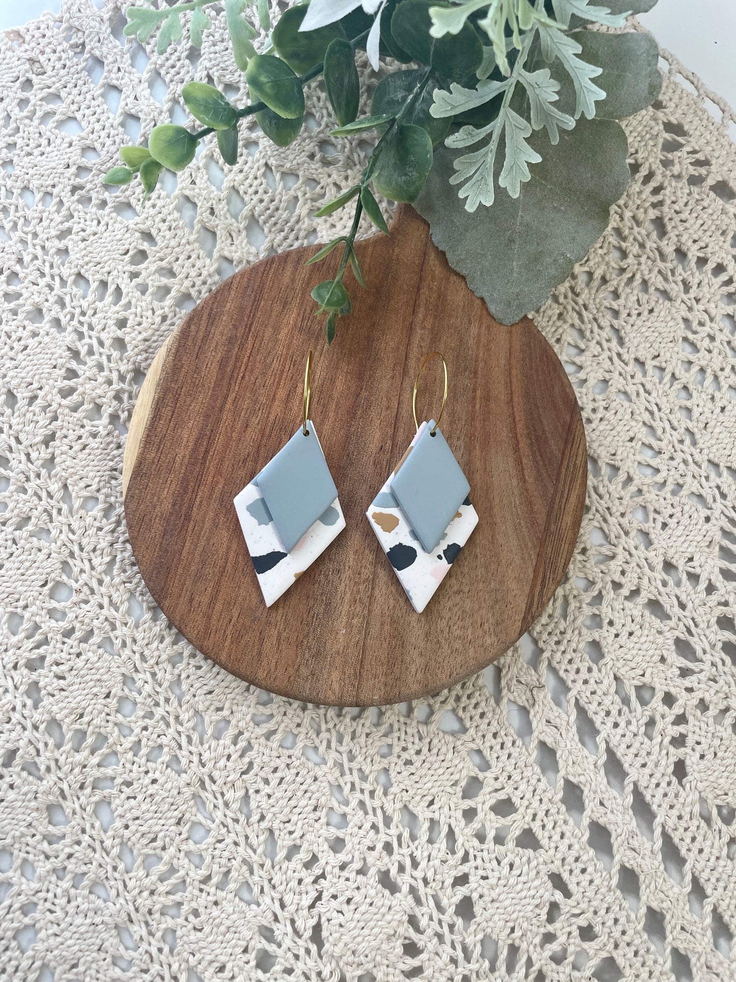 Terrazzo Diamond Hoops