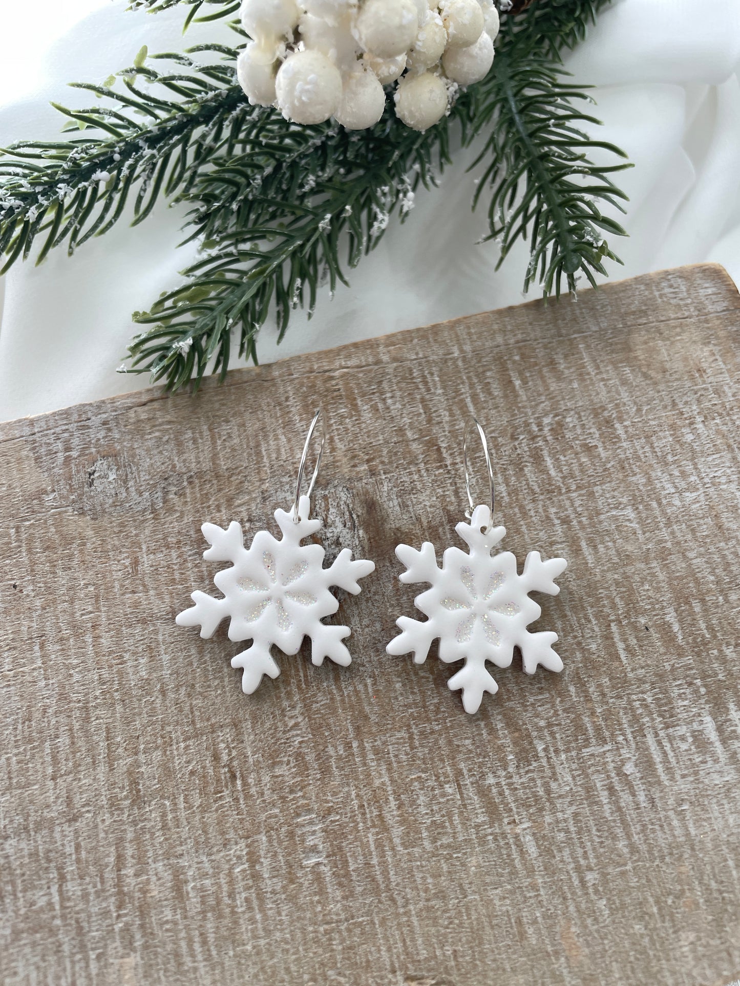 Glitter Snowflake Hoops - Wholesale