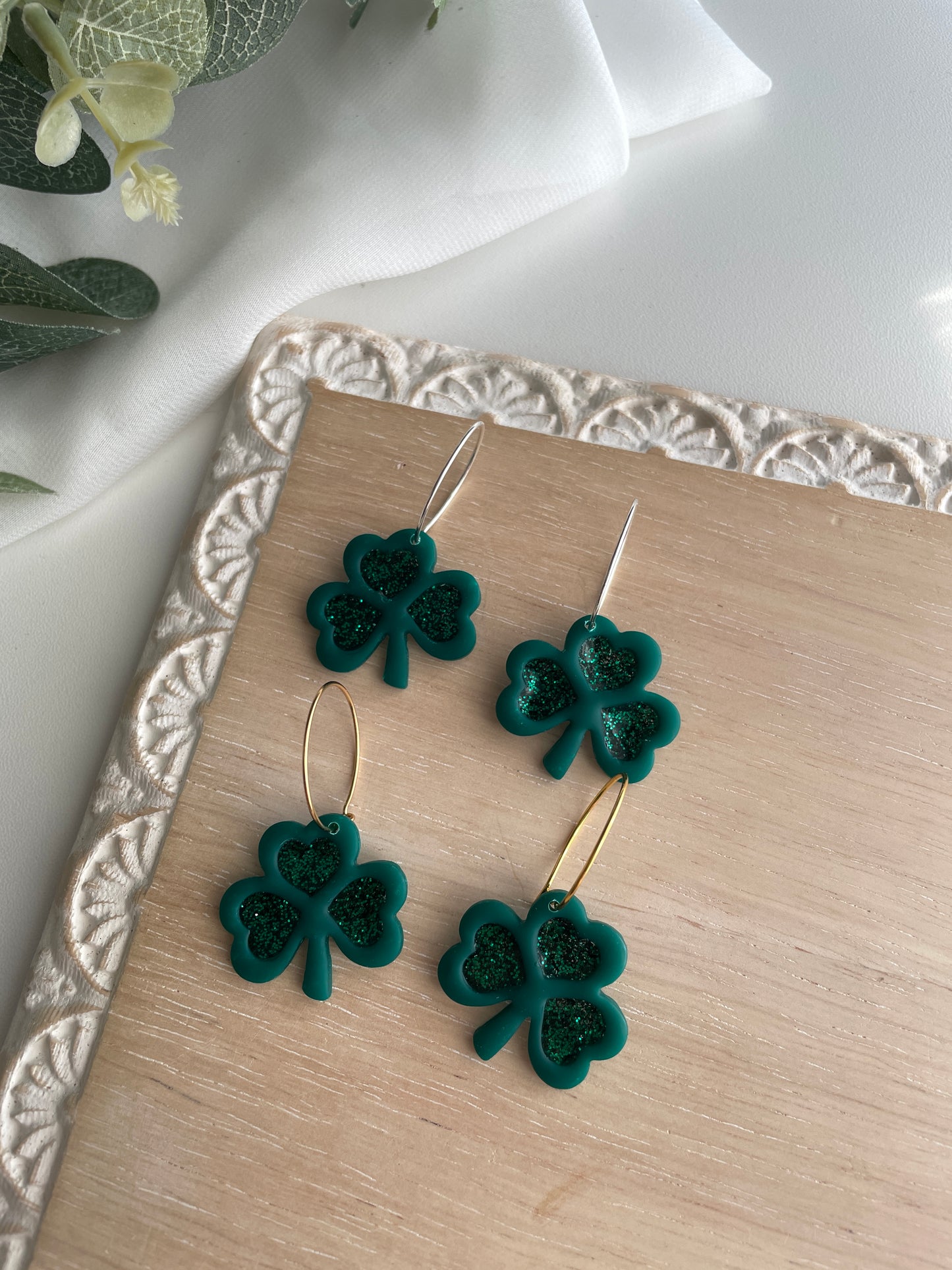 Glitter Shamrock Hoops - Wholesale