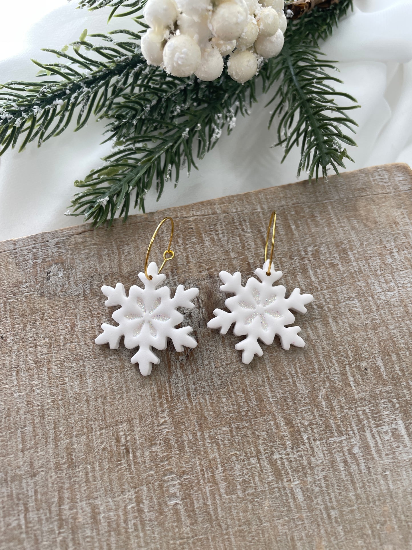 Glitter Snowflake Hoops - Wholesale