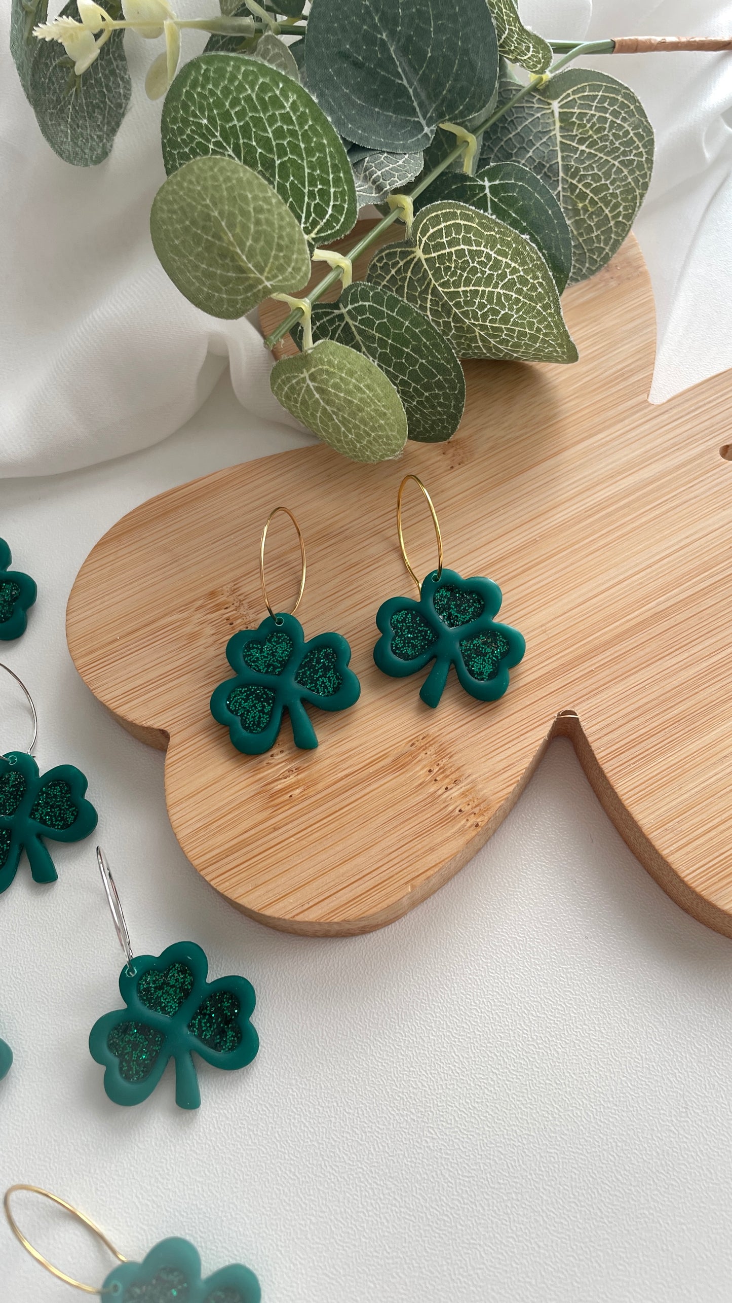 Glitter Shamrock Hoops - Wholesale