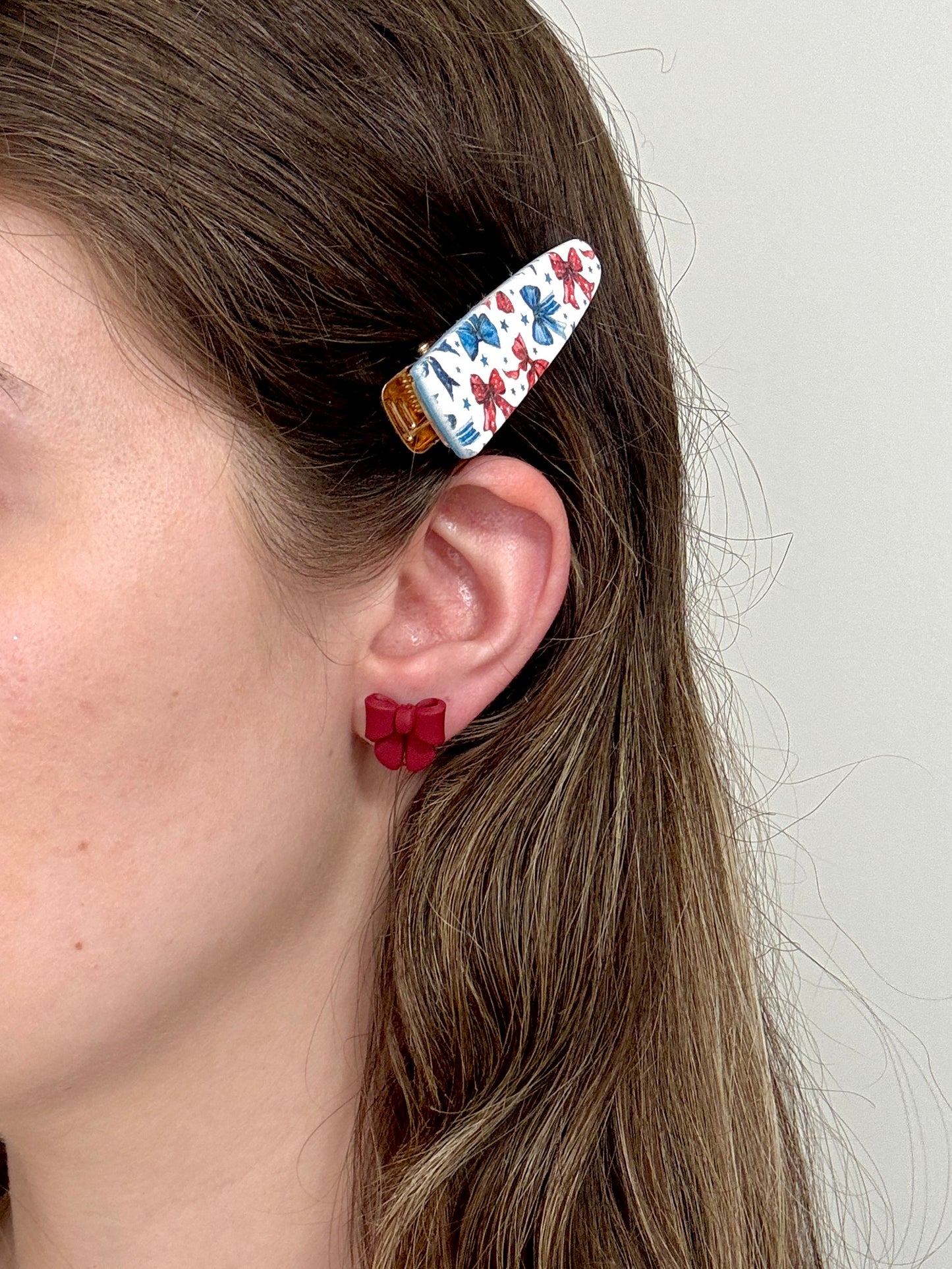 Patriotic Bow Hair Clip & Stud Duo
