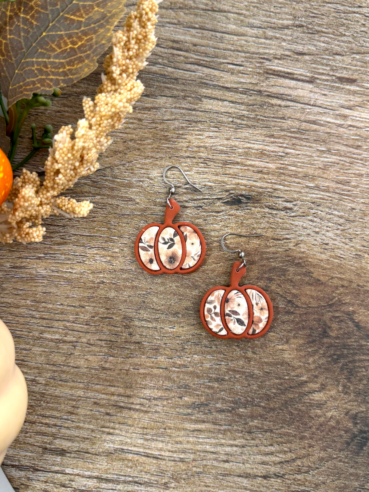 Pumpkin Inlay Dangles