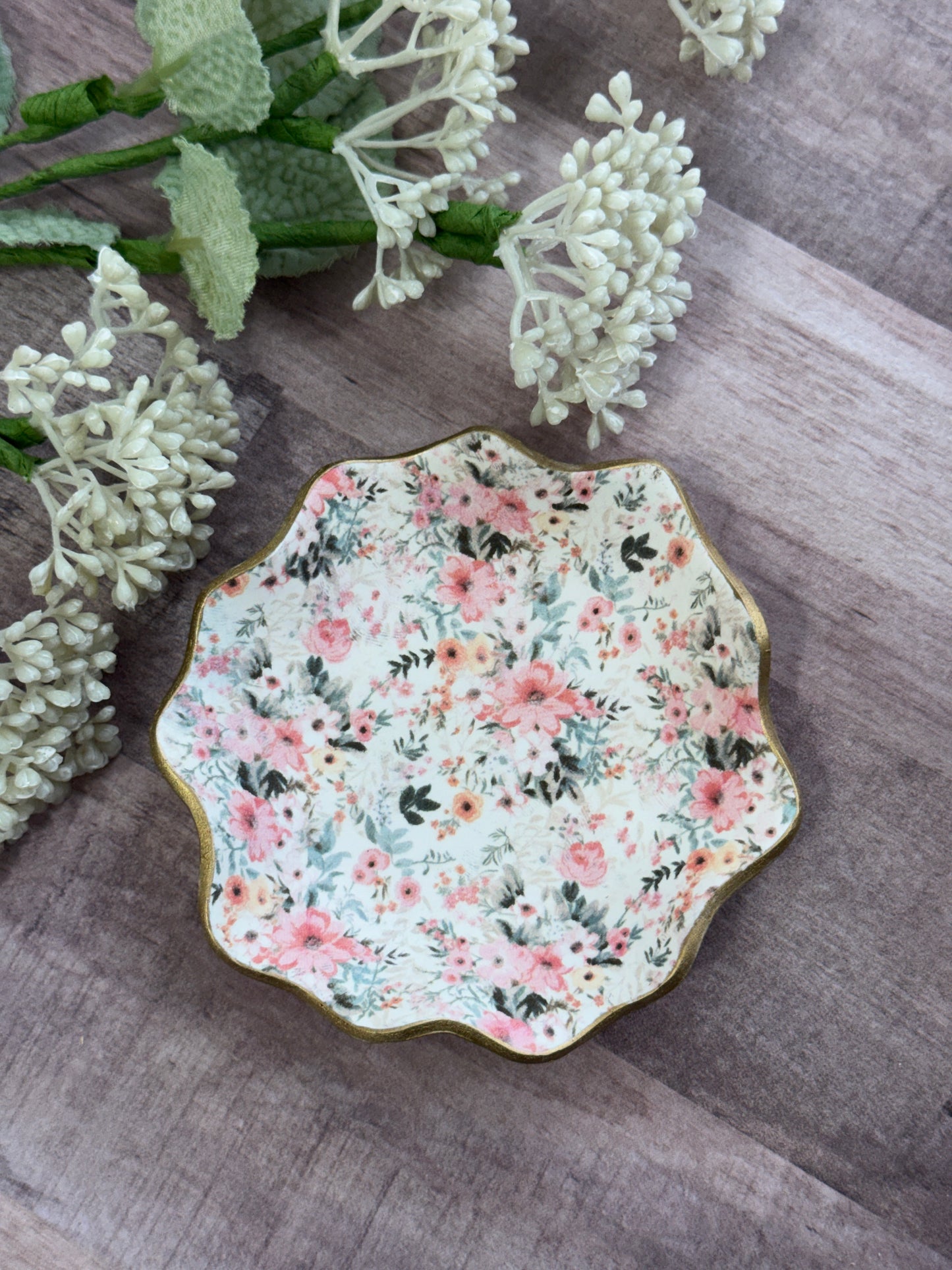 Pink Floral Jewelry Dish
