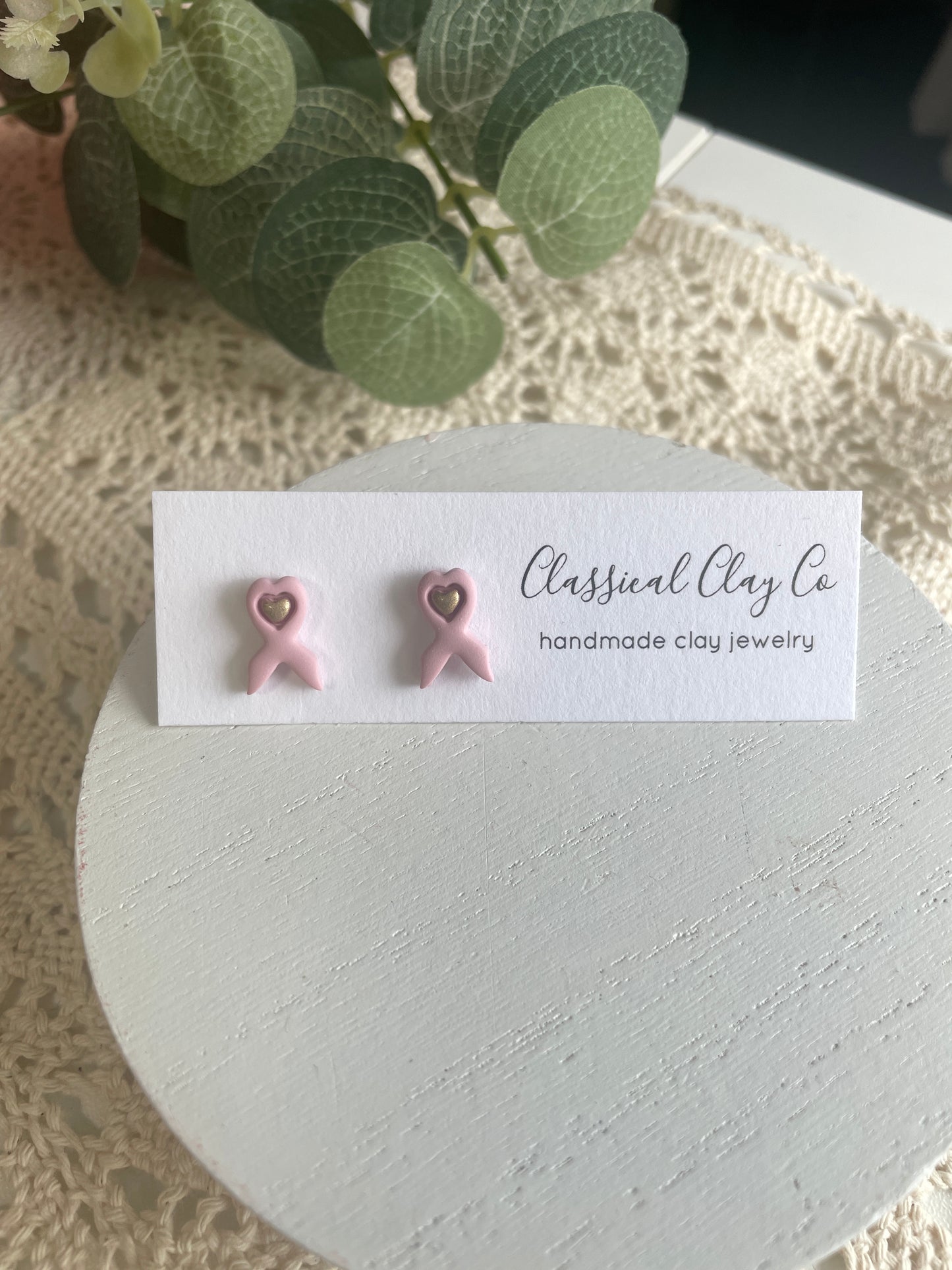 Breast Cancer Ribbon Studs