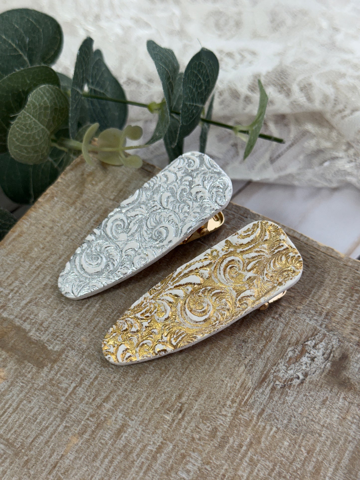 Gold and Silver Foiled Hair Clips